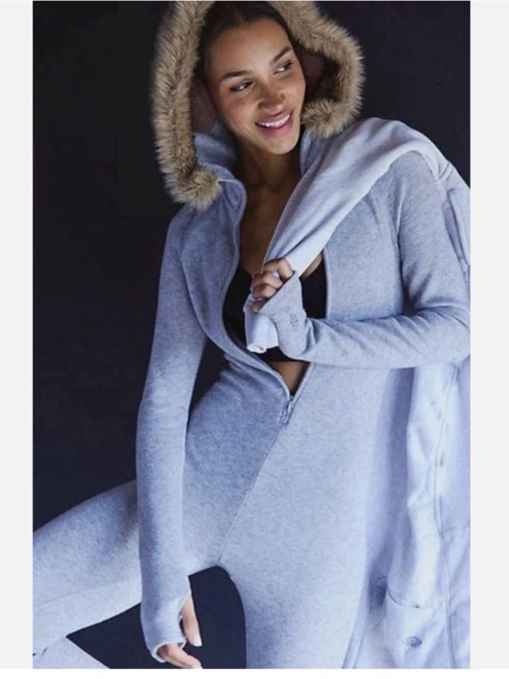 Free People FP Movement XS Heather gray snowmass bodysuit onesie ski